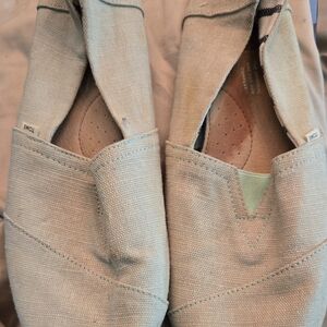 TOMS Beige Canvas Slip-On Shoes